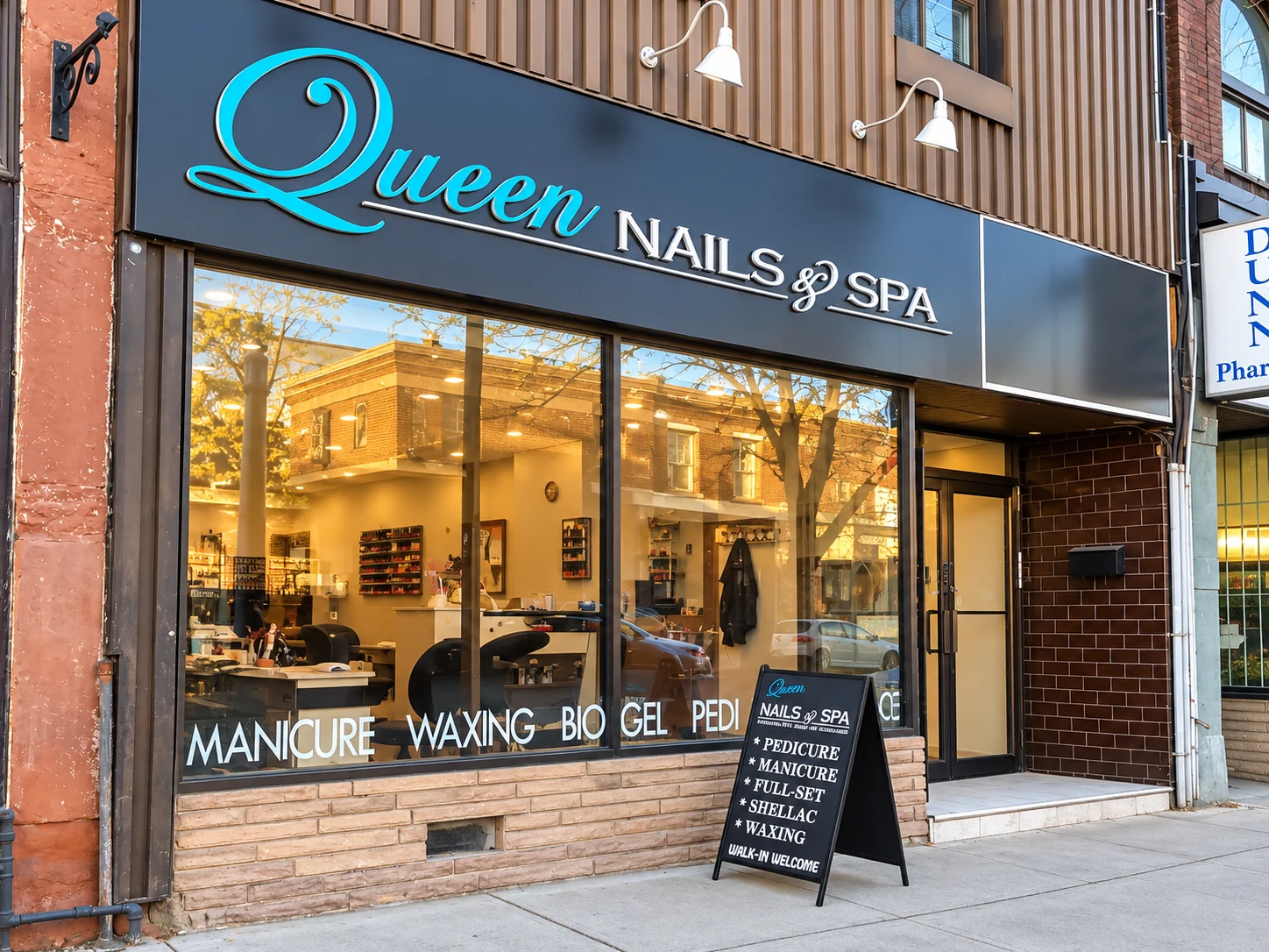 Queen Nails & Spa storefront at 1388 Queen Street West, Toronto